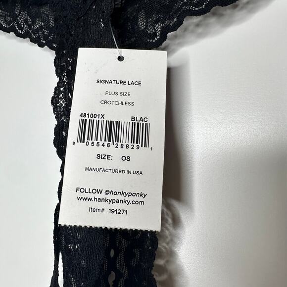 NWT Hanky Panky Crotchless Lace Panties Underwear Black Plus Size One Size - Picture 3 of 4